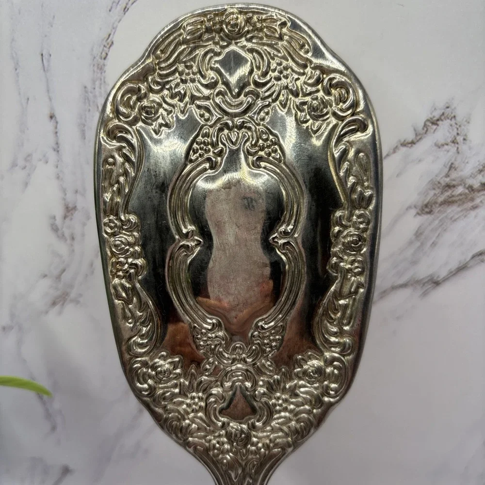 Vintage Ornate Silver Plate Hair Brush & Comb Set Vanity Dresser Collectible